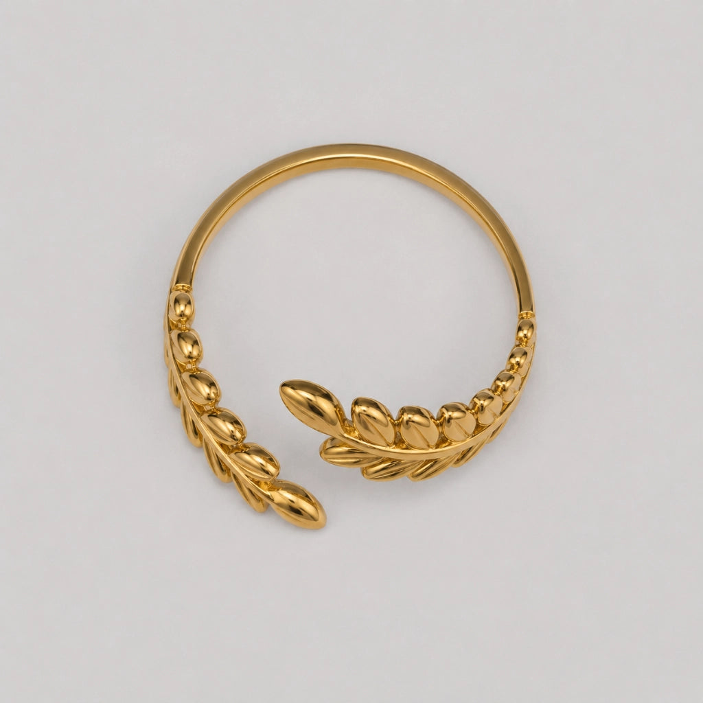 Olive Laurel Ring Adjustable Gold Finish