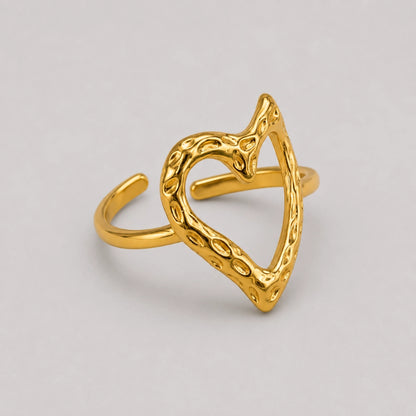Golden Heart Frame Ring Adjustable
