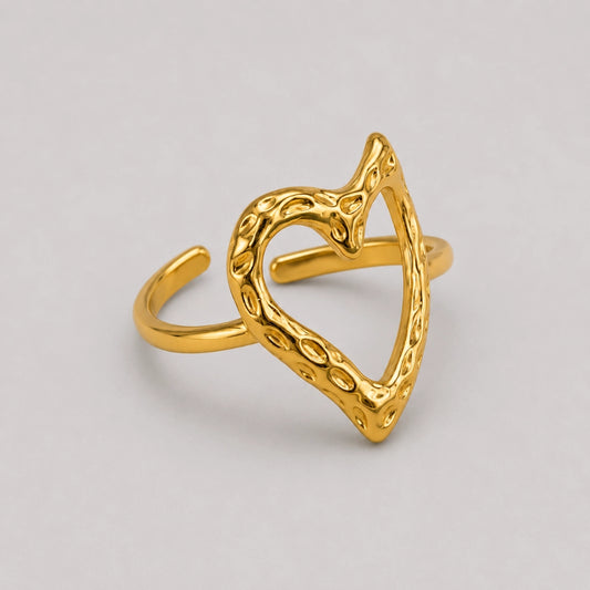 Golden Heart Frame Ring Adjustable