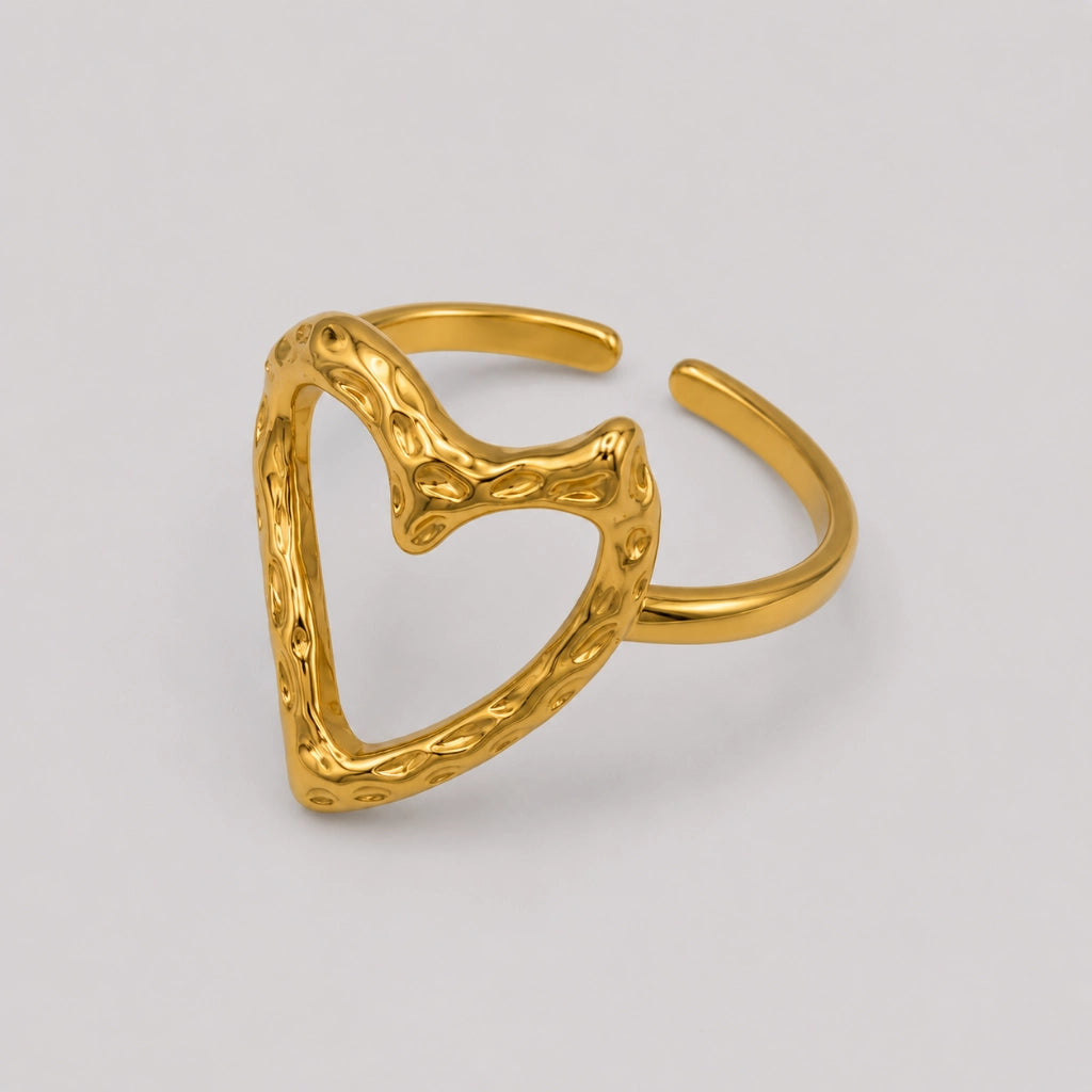 Golden Heart Frame Ring Adjustable