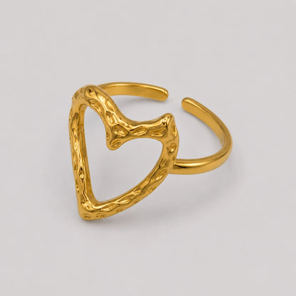 Golden Heart Frame Ring Adjustable