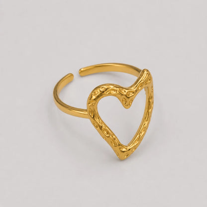 Golden Heart Frame Ring Adjustable