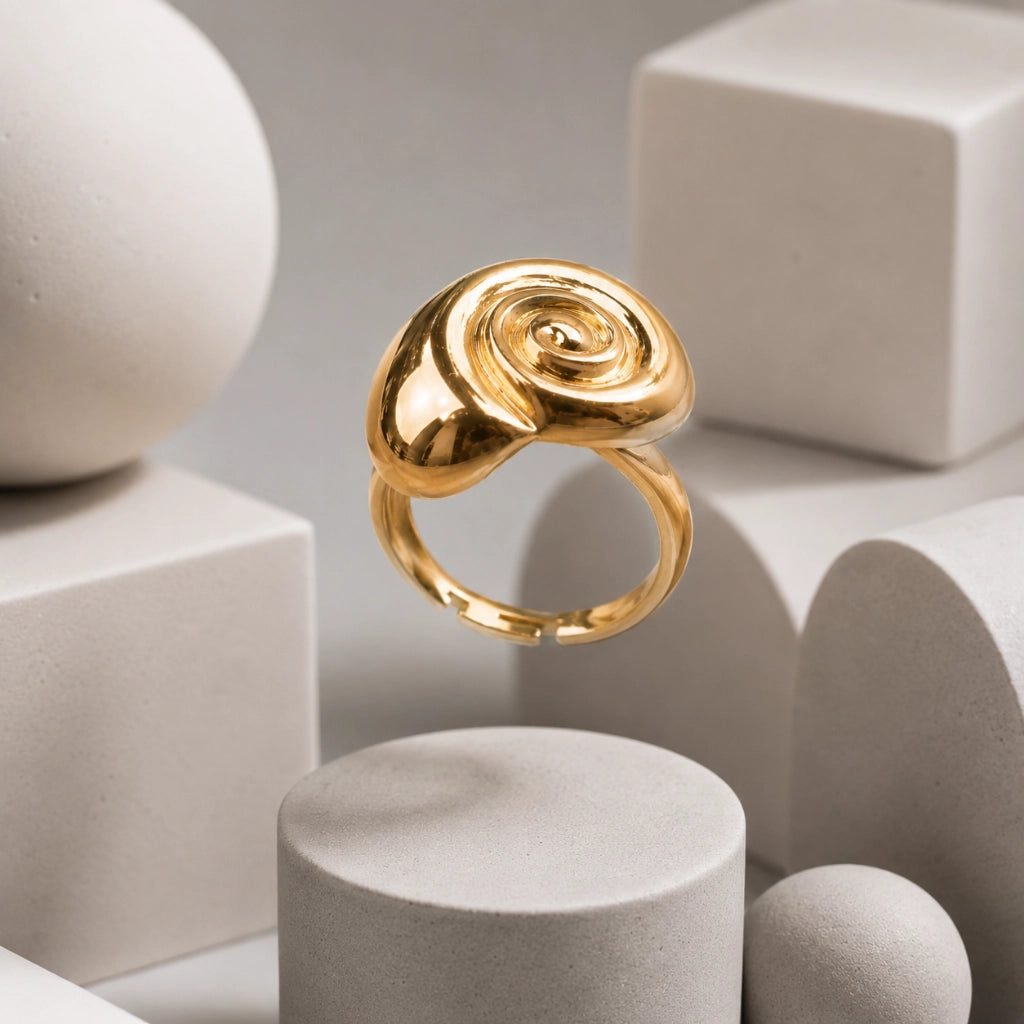 Sculpted Spiral Ring Modern Statement