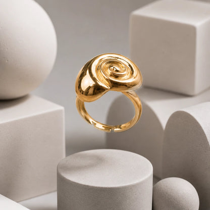 Sculpted Spiral Ring Modern Statement