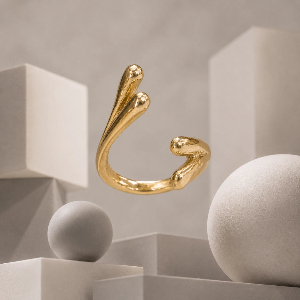 Molten Wave Open Ring Sculpted Finish