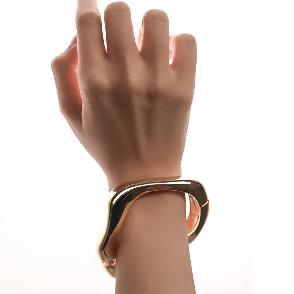 Sculpted Wave Form Bracelet 18K Gold Plated Anti Tarnish