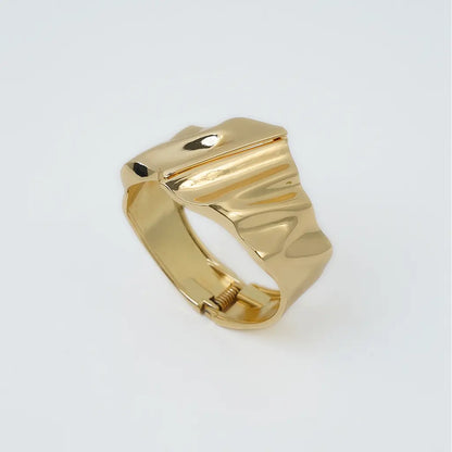 Crushed Texture Statement Bracelet 18K Gold Plated Anti Tarnish