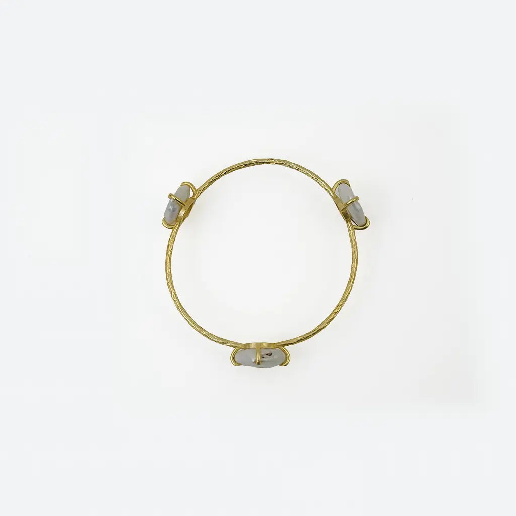 Triple Pearl Minimal Bracelet 18K Gold Plated Anti Tarnish