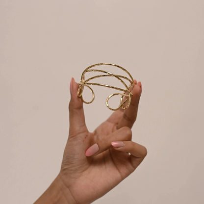 Layered Twist Open Cuff 18K Gold Plated Anti Tarnish