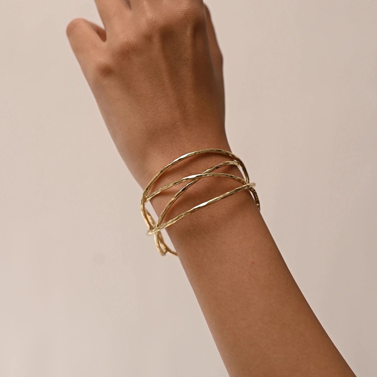 Layered Twist Open Cuff 18K Gold Plated Anti Tarnish