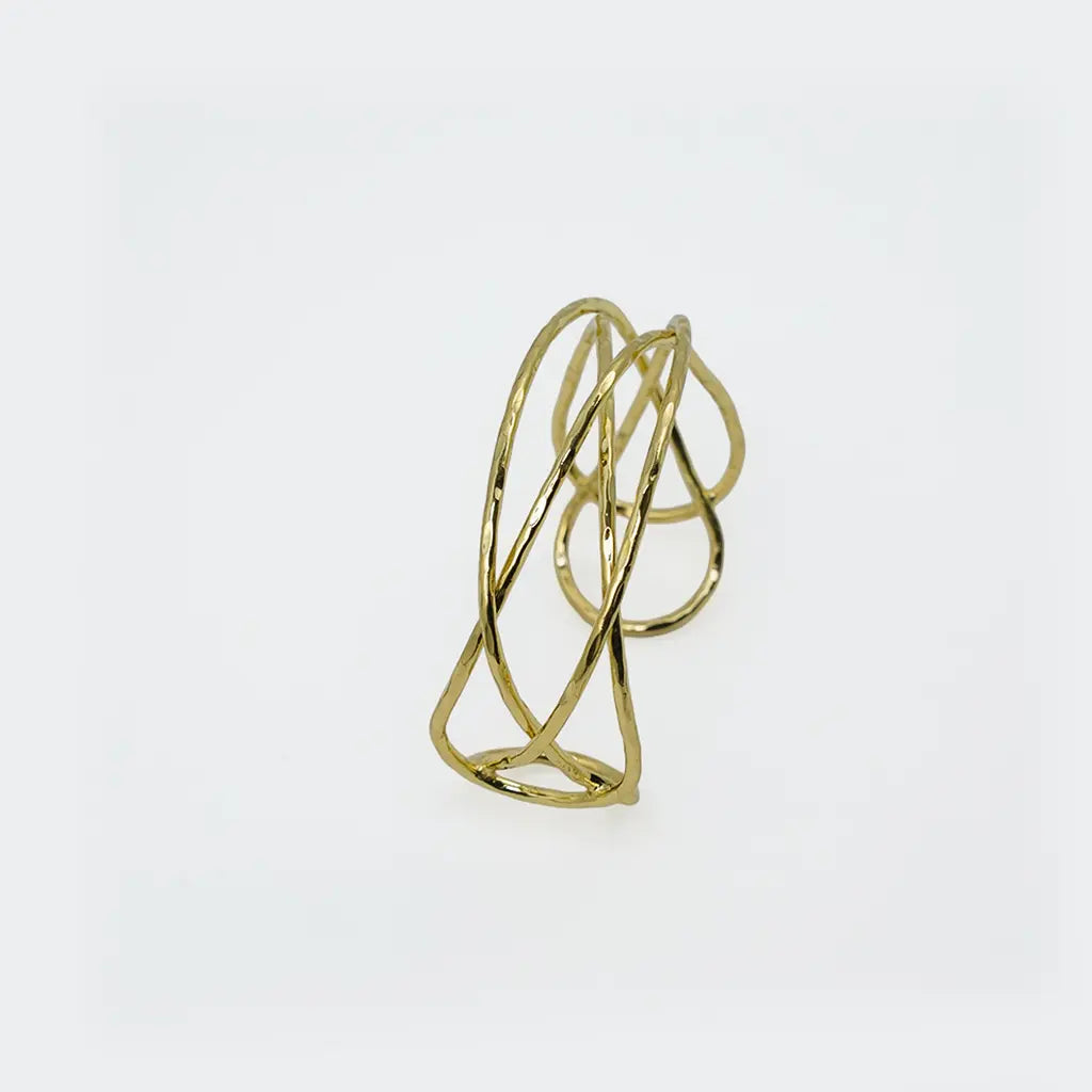 Layered Twist Open Cuff 18K Gold Plated Anti Tarnish