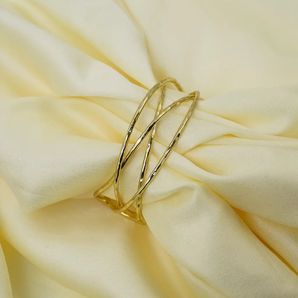 Layered Twist Open Cuff 18K Gold Plated Anti Tarnish