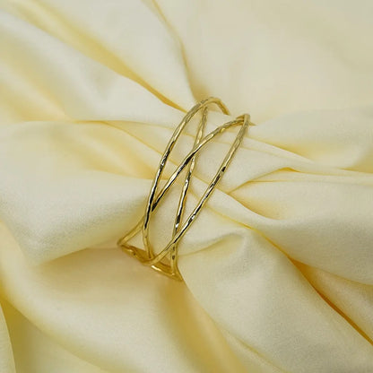 Layered Twist Open Cuff 18K Gold Plated Anti Tarnish
