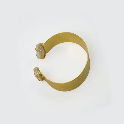 Matte Pearl End Cuff 18K Gold Plated Anti Tarnish