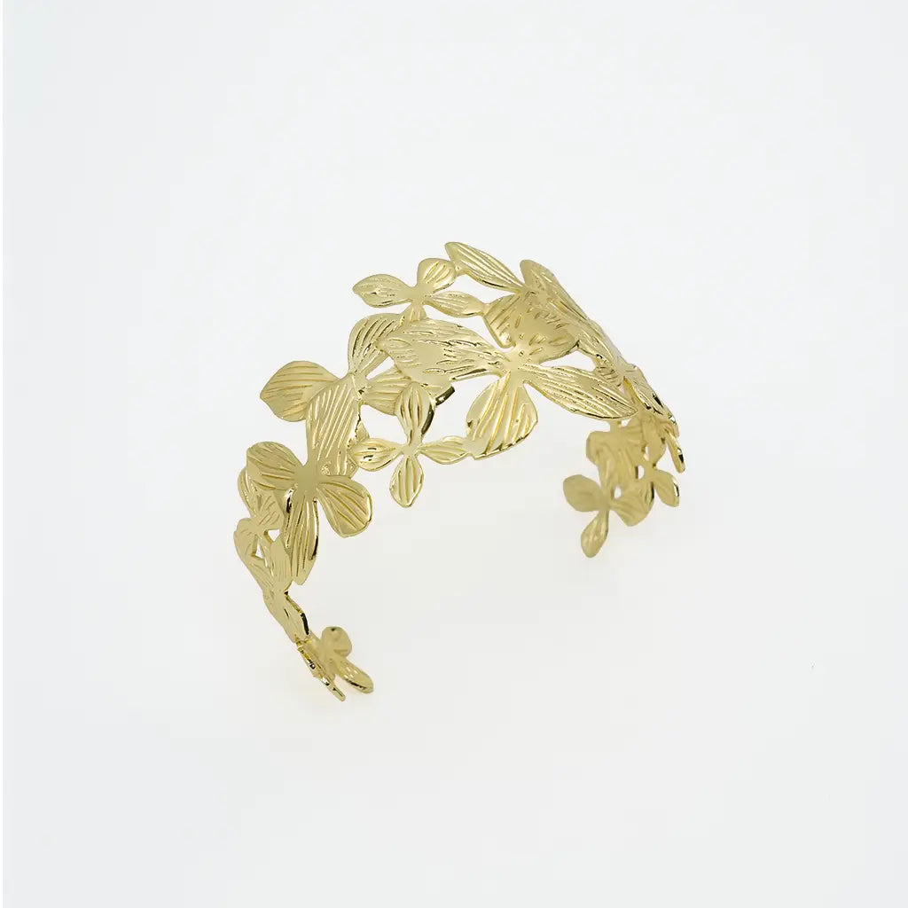 Floral Lace Cutwork Bracelet 18K Gold Plated Anti Tarnish