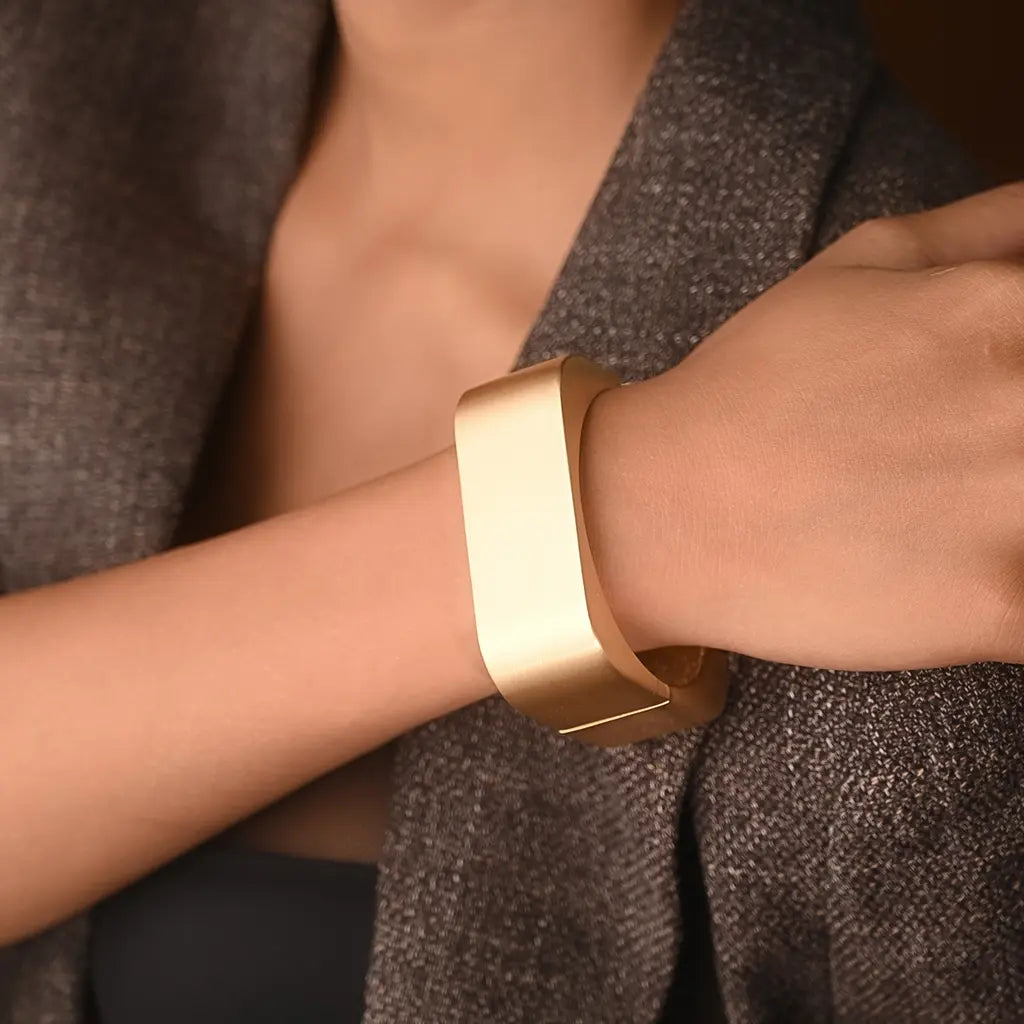 Matte Gold Square Bracelet Anti Tarnish