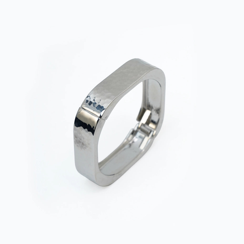 Hammered Sculpt Silver Cuff Anti Tarnish