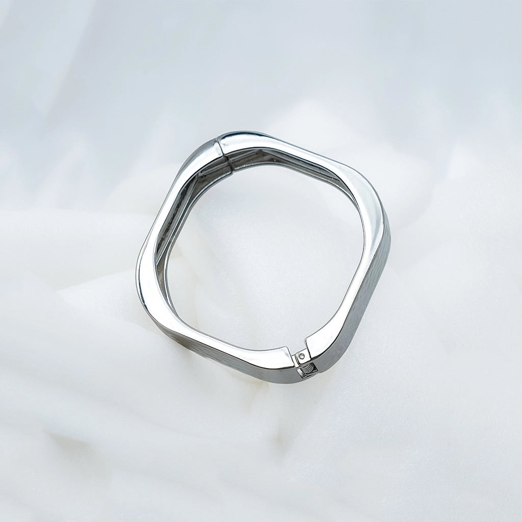 Hammered Sculpt Silver Cuff Anti Tarnish