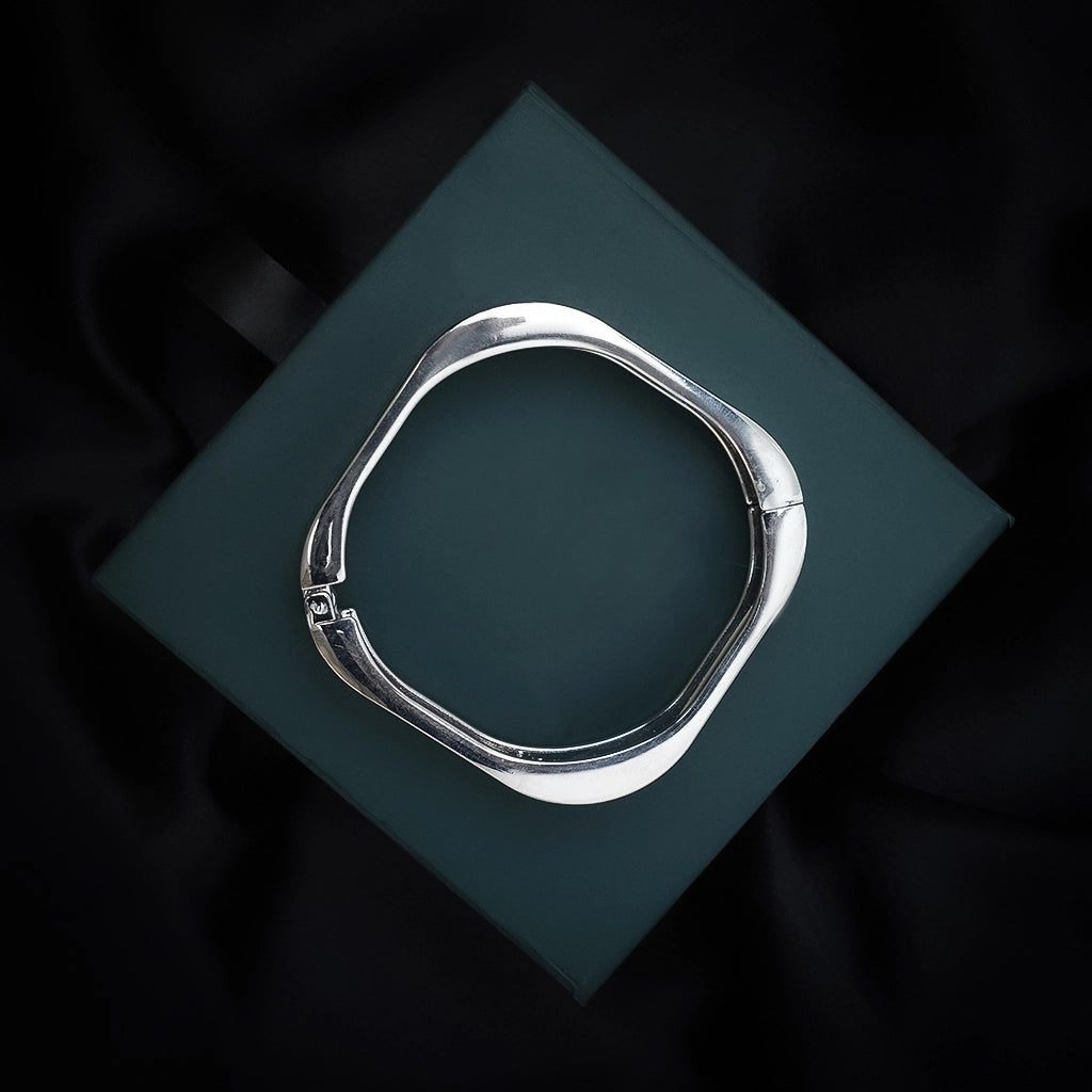 Hammered Sculpt Silver Cuff Anti Tarnish
