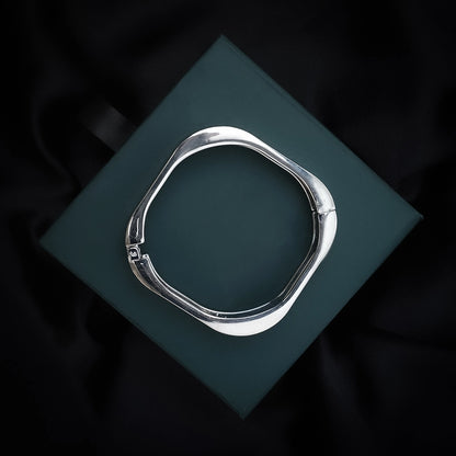 Hammered Sculpt Silver Cuff Anti Tarnish