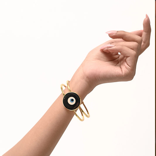 Evil Eye Bracelet Black Enamel 18K Gold Plated Anti Tarnish