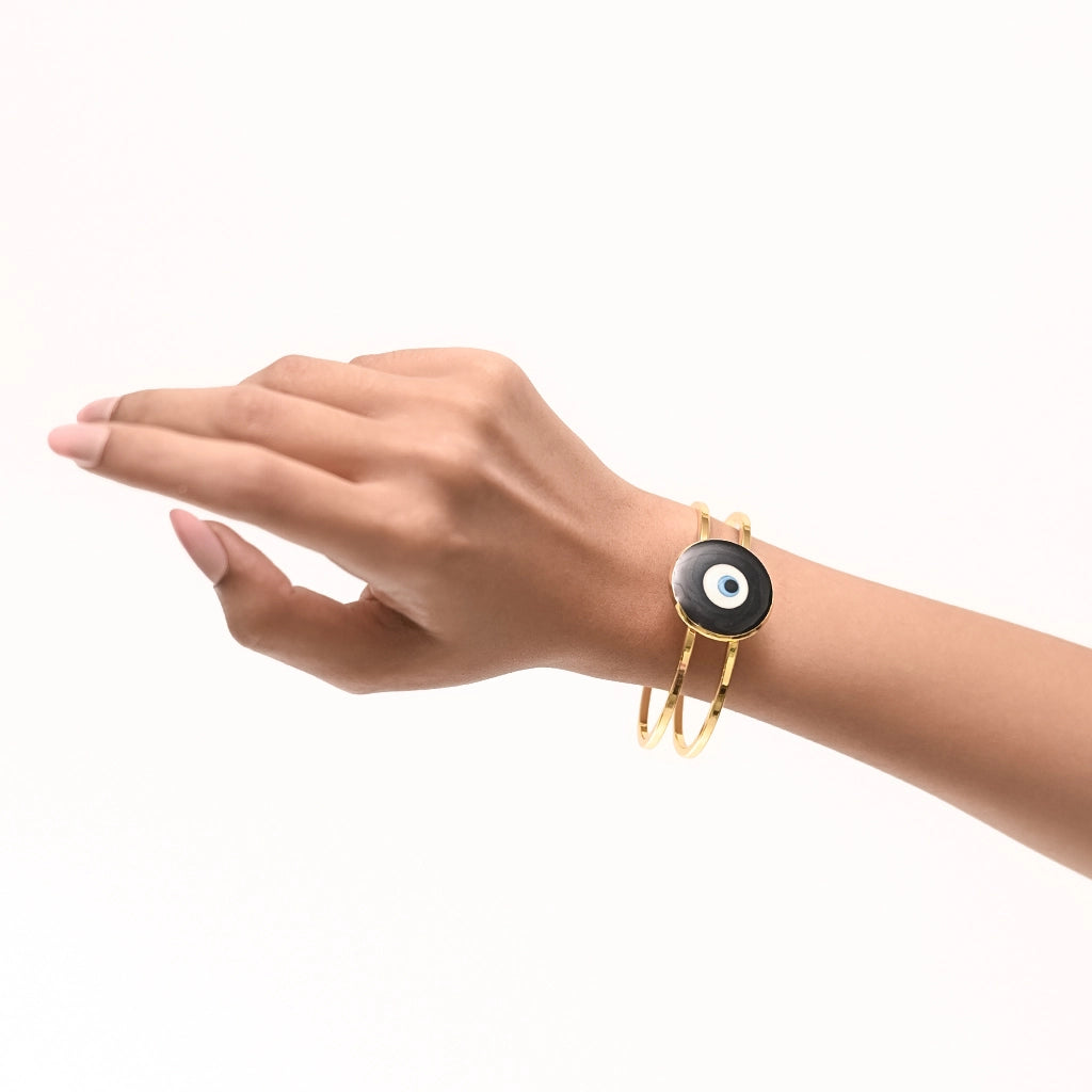 Evil Eye Bracelet Black Enamel 18K Gold Plated Anti Tarnish