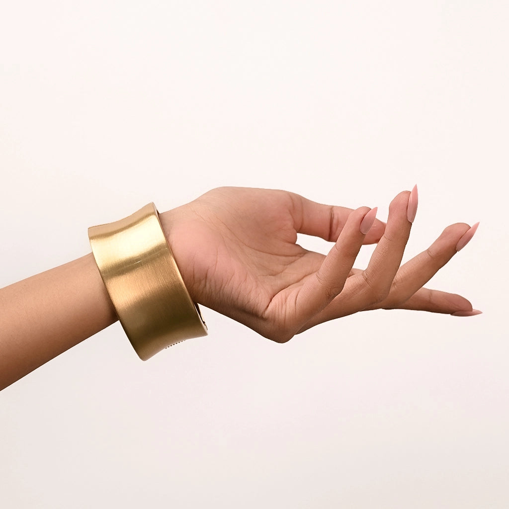 Satin Gold Sculpt Cuff Anti Tarnish