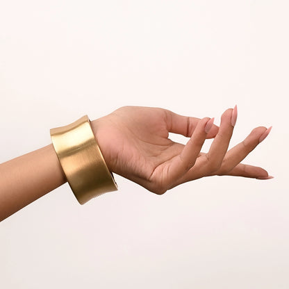 Satin Gold Sculpt Cuff Anti Tarnish