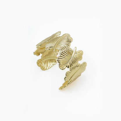 Ginkgo Leaf Crown Bracelet 18K Gold Plated Anti Tarnish