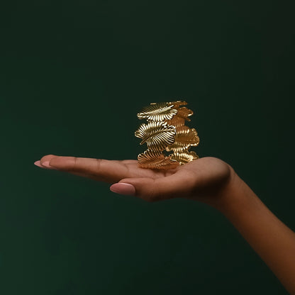 Ginkgo Leaf Crown Bracelet 18K Gold Plated Anti Tarnish