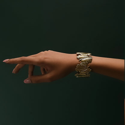 Ginkgo Leaf Crown Bracelet 18K Gold Plated Anti Tarnish