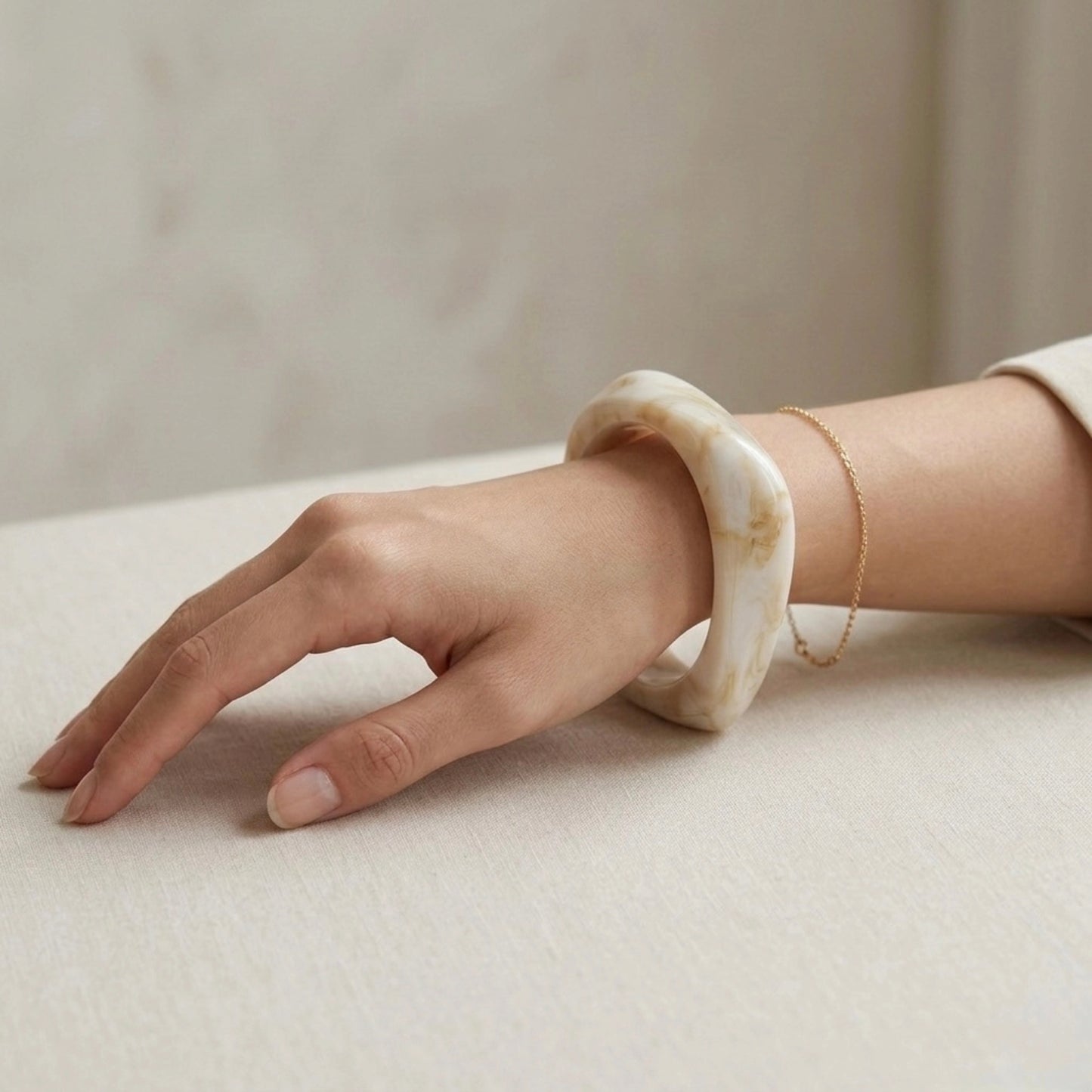 Warm Cream Squared Bangle