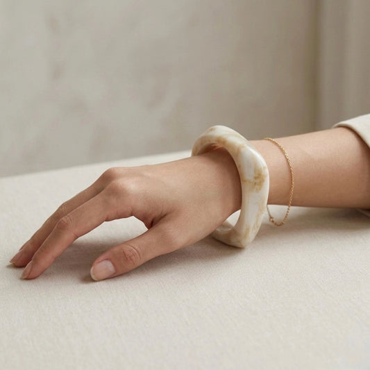 Warm Cream Squared Bangle