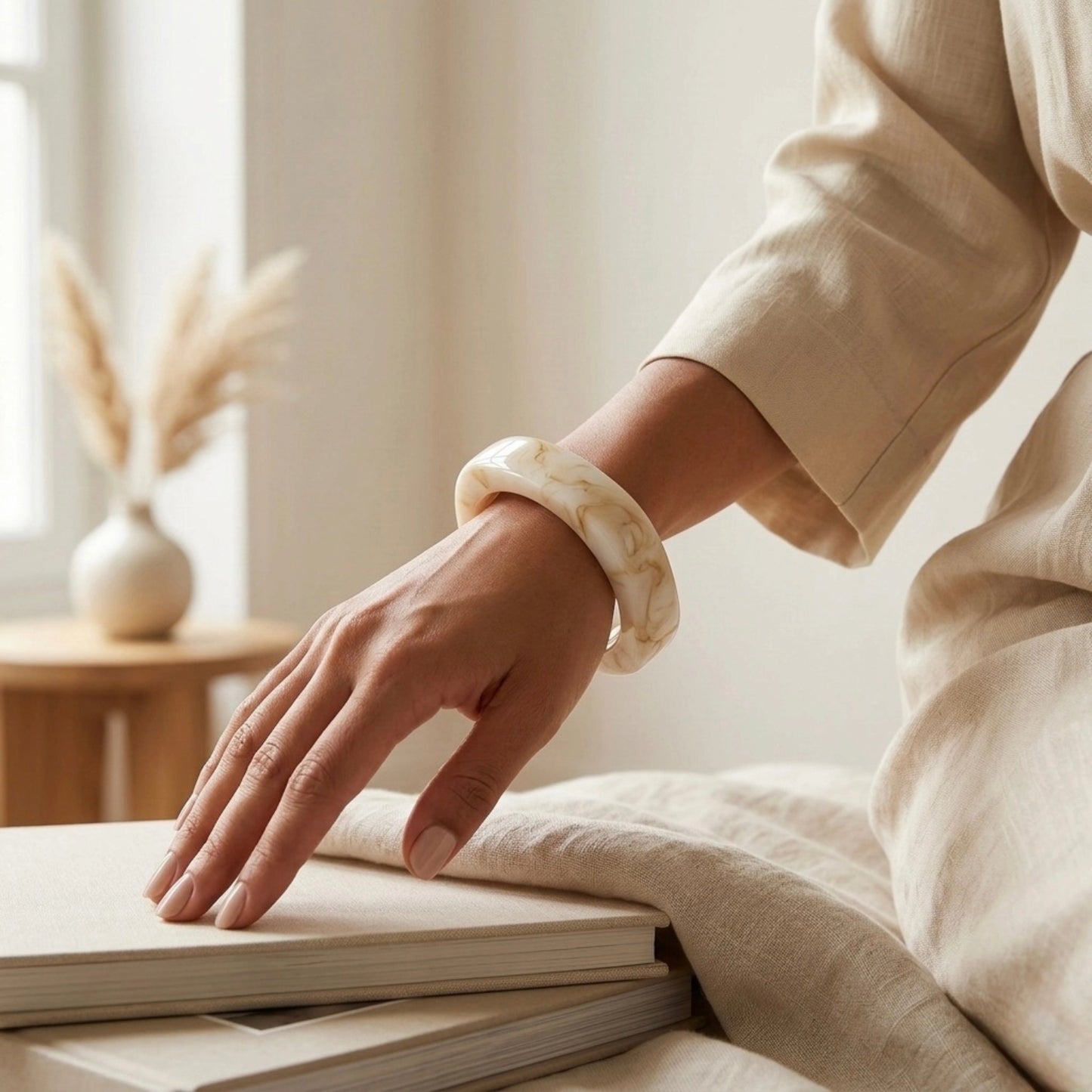 Warm Cream Squared Bangle