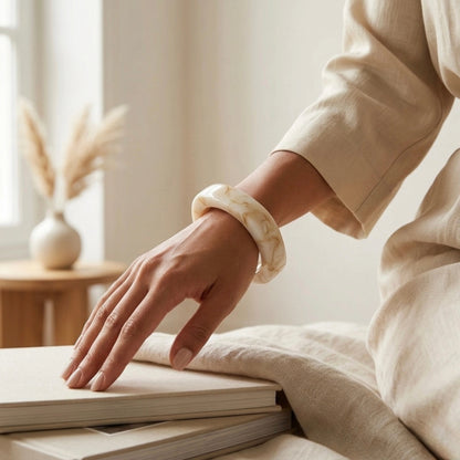 Warm Cream Squared Bangle