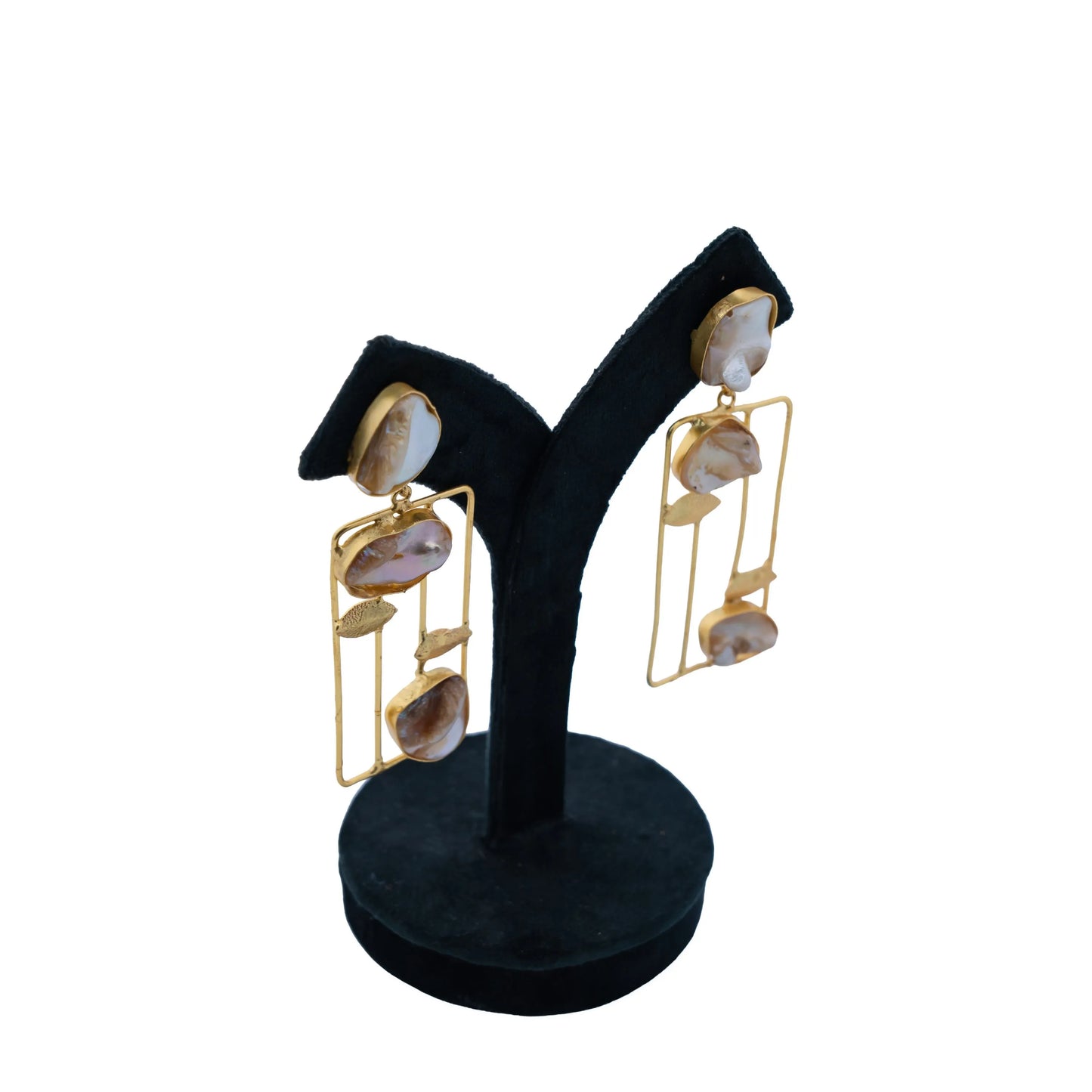 Baroque Pearl Geometric Frame Statement Earrings