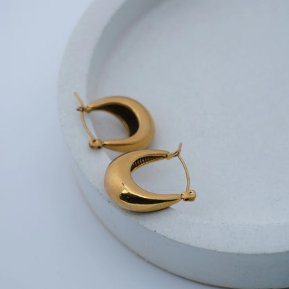 Matte Gold Chunky Tapered Statement Hoop Earrings
