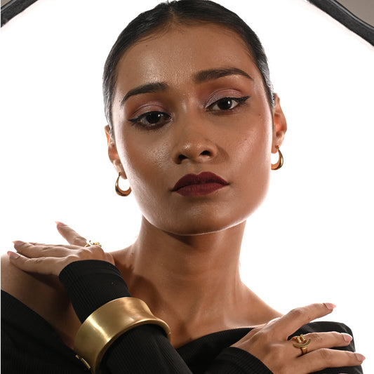 Matte Gold Chunky Tapered Statement Hoop Earrings
