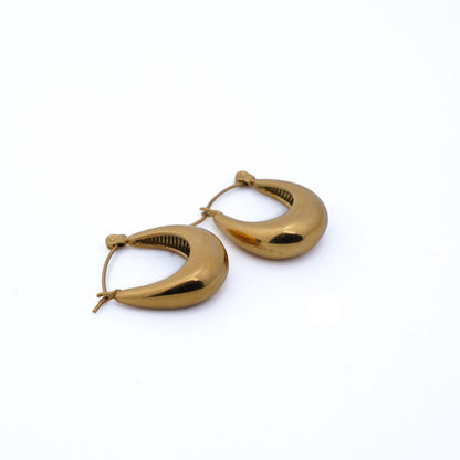 Matte Gold Chunky Tapered Statement Hoop Earrings