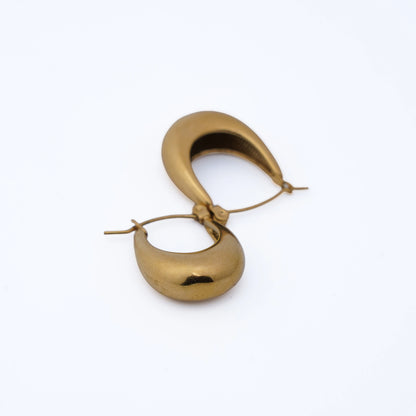 Matte Gold Chunky Tapered Statement Hoop Earrings