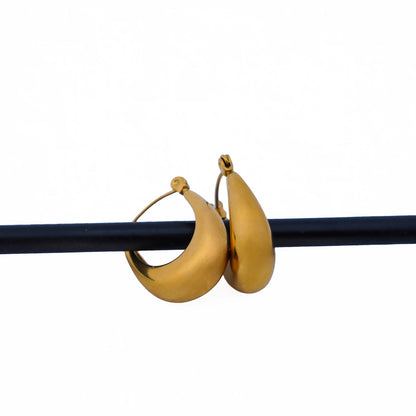 Matte Gold Chunky Tapered Statement Hoop Earrings