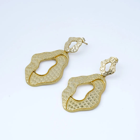 Abstract Hammered Organic Statement Drop Earrings