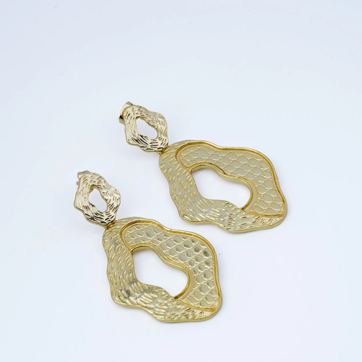 Abstract Hammered Organic Statement Drop Earrings