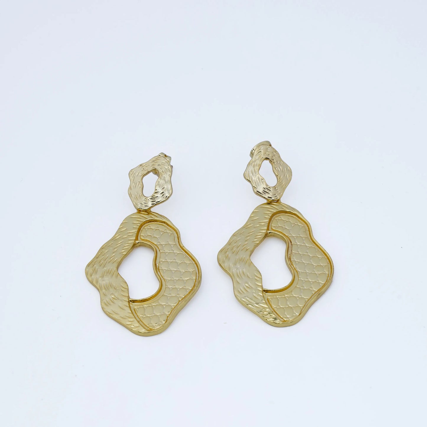Abstract Hammered Organic Statement Drop Earrings