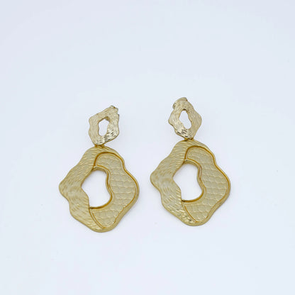 Abstract Hammered Organic Statement Drop Earrings