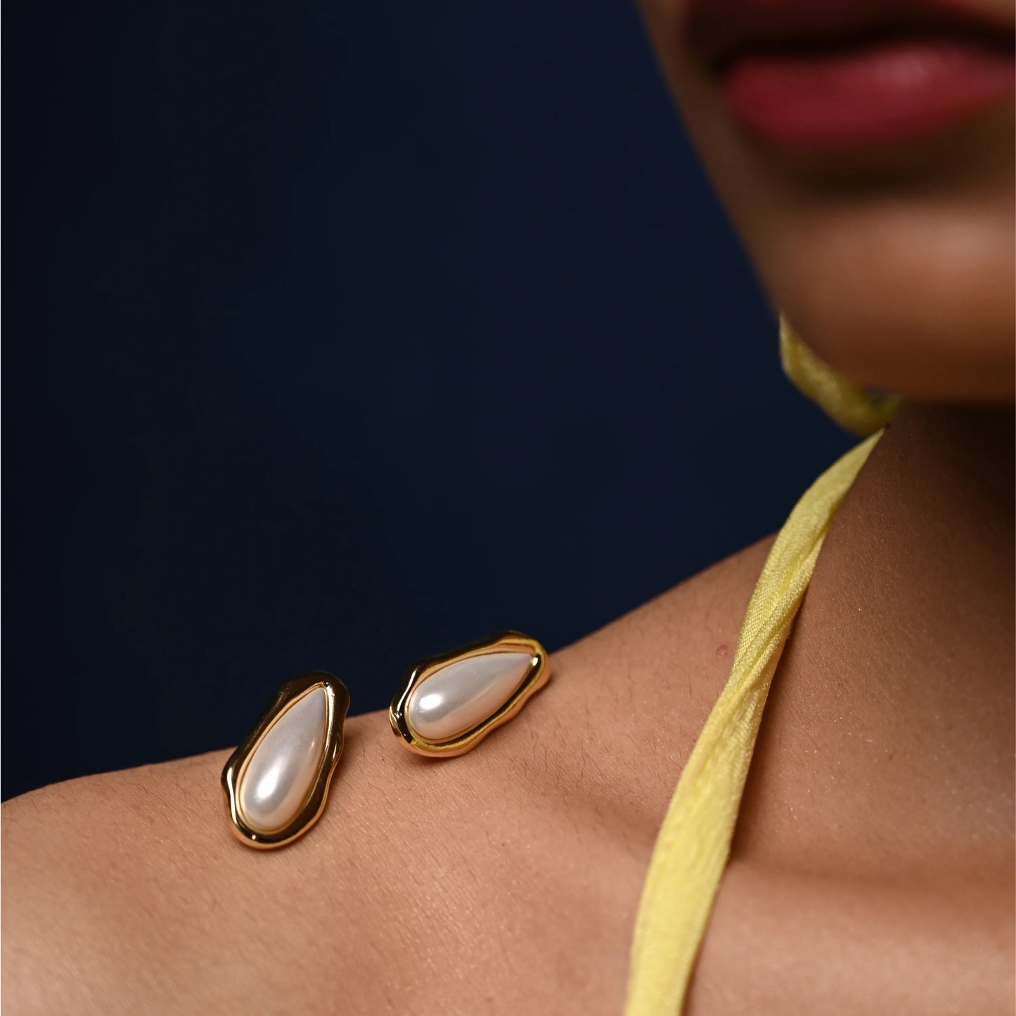 Elegant Organic Teardrop Pearl Stud Earrings