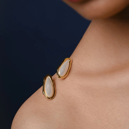 Elegant Organic Teardrop Pearl Stud Earrings