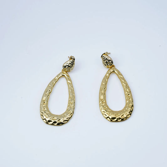 Hammered Gold Teardrop Statement Earrings