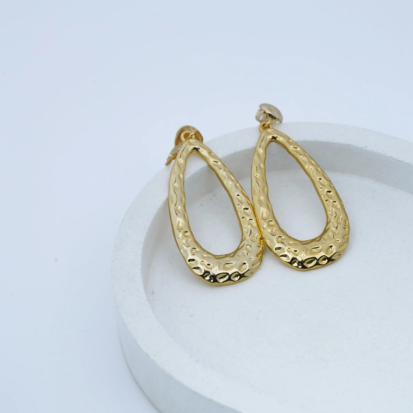 Hammered Gold Teardrop Statement Earrings