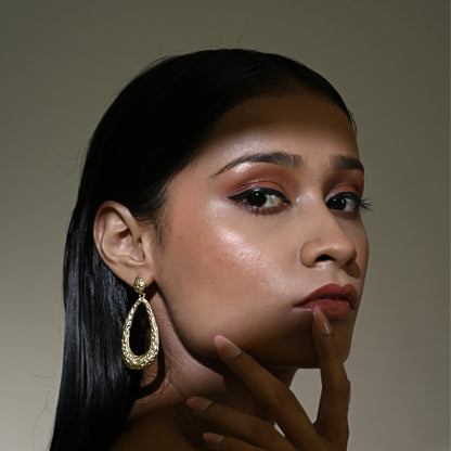 Hammered Gold Teardrop Statement Earrings